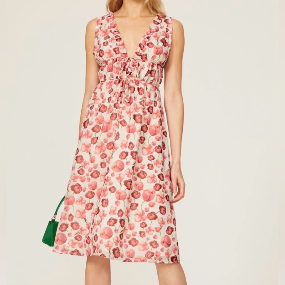 Sammantha Sipos Strawberry Floral Midi Dress in Pink